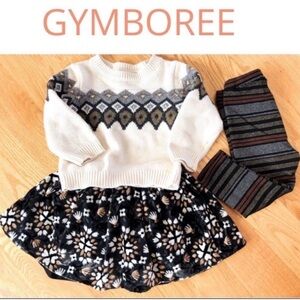 Gymboree Baby Girl 4 Piece Outfit Set Sweater Velvet Skirt Leggings 12-18M NWT